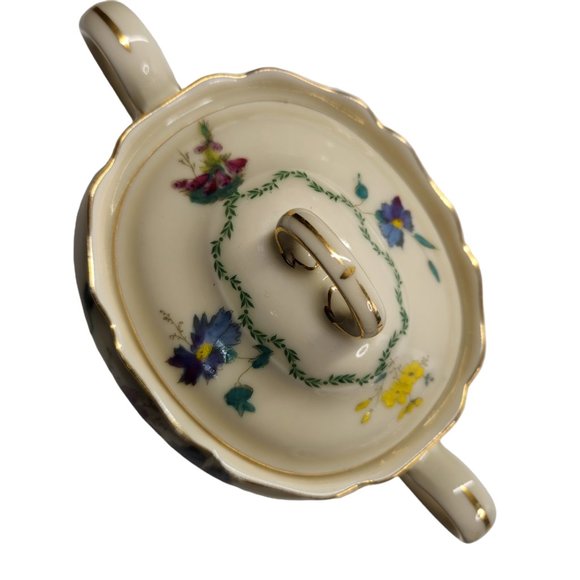 Vintage 'Wild Rose' Black Knight Hohenberg Studios Bavaria Creamer & Sugar Bowl - Picture 9 of 9